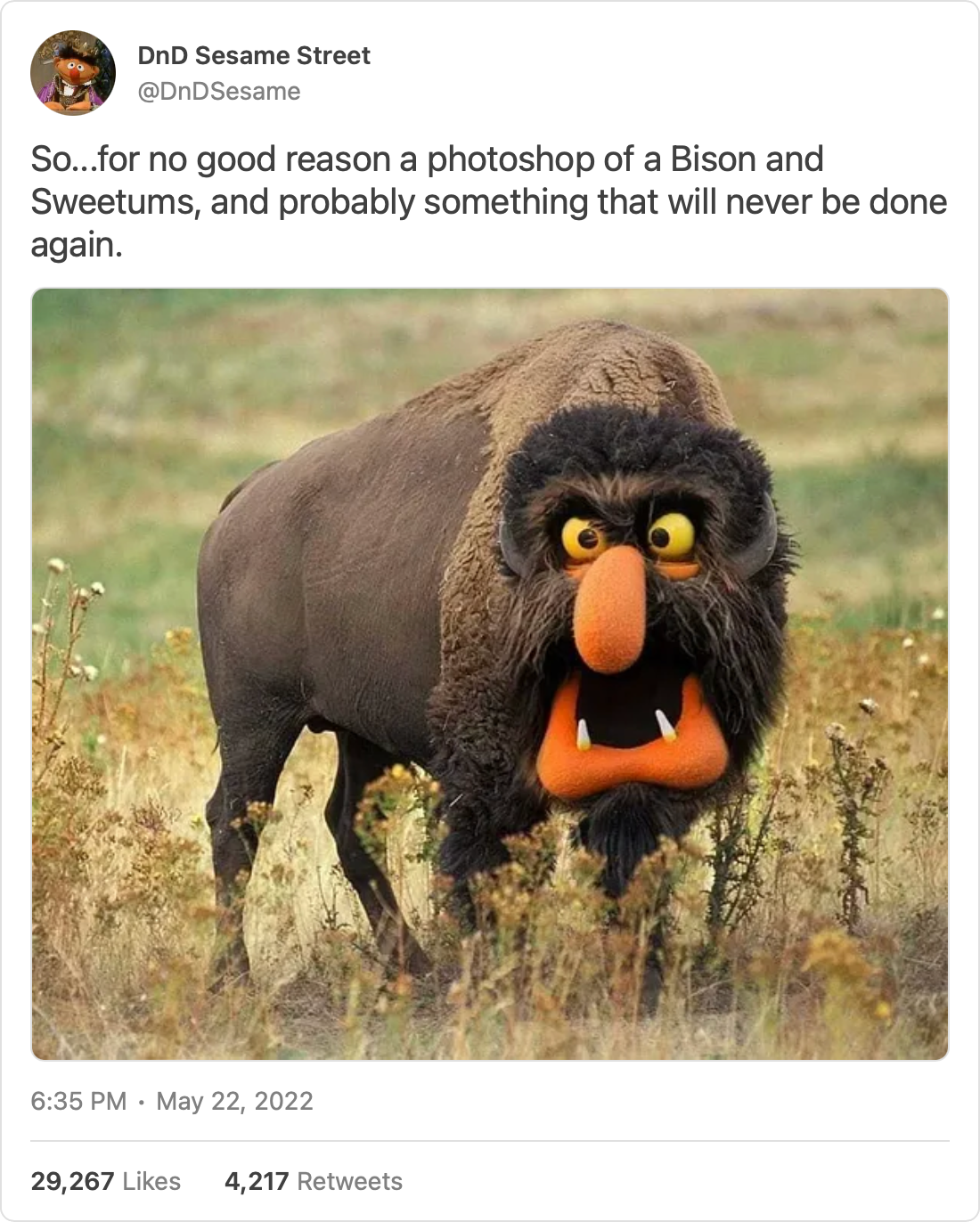 a photoshop of Bison and Sweetums